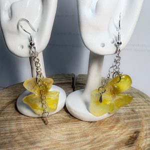Boucle D'Oreille de Pensée jaune pendante