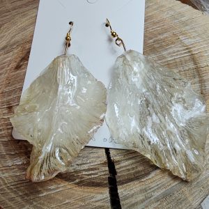 Boucle D'Oreille de Pétale de Fleur Blanche