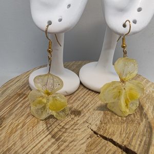 Boucle D'Oreille de Fleur de Pensée Jaune