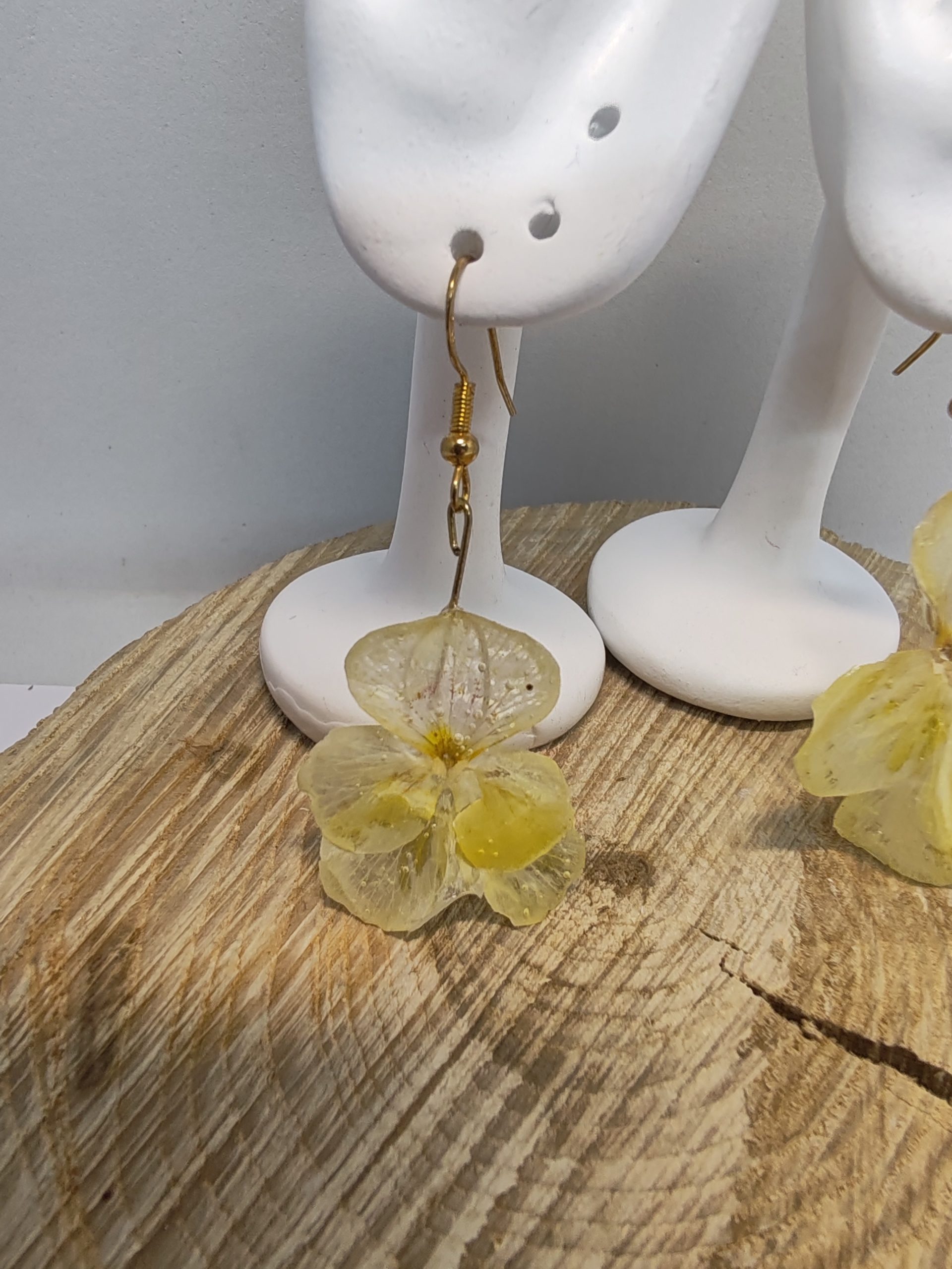 Boucle D'Oreille de Fleur de Pensée Jaune – Image 2