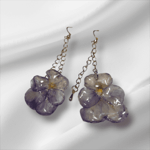 Boucle D'oreille pendante Pensée mauve