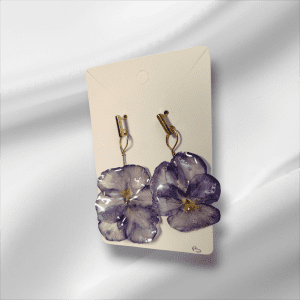 Boucle D'Oreille de Pensée Violette avec clou doré