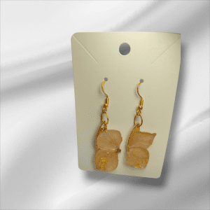 Boucle D'Oreille Hortensia en demi avec feuille d'or