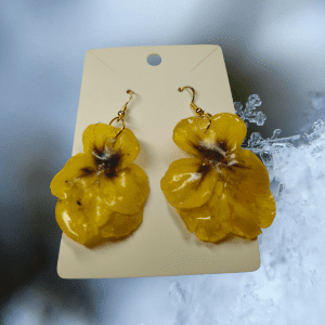 Boucle D'Oreille de Pensée Jaune/Marron