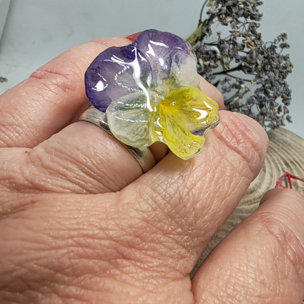 Bague Pensée Bleu Jaune – Image 2