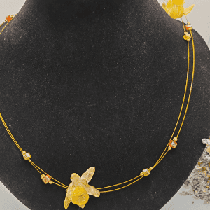 Collier Perle/ jaune et orange Jonquille