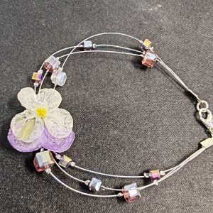 Bracelet de Perle et Fleur Pensée