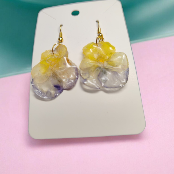 Boucle d'oreille pensé bleu/jaune