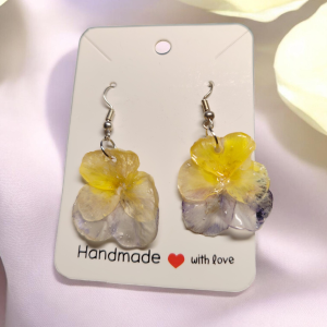 Boucle d'oreille pensé jaune/ bleu