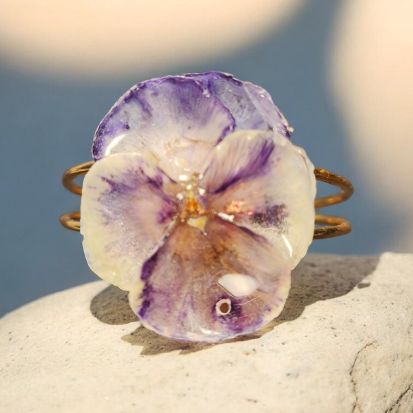 Bracelet Pensé mauve et blanche
