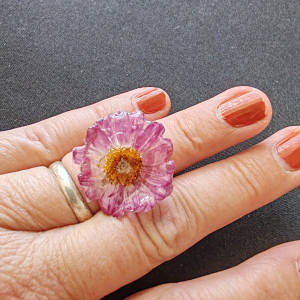 Bague fleur rose