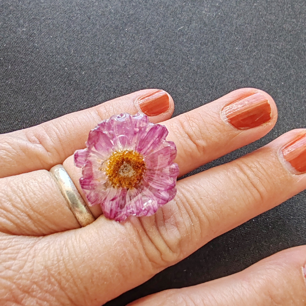 Bague fleur rose