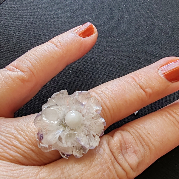 Bague de fleur bleuté – Image 2