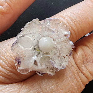 Bague de fleur bleuté
