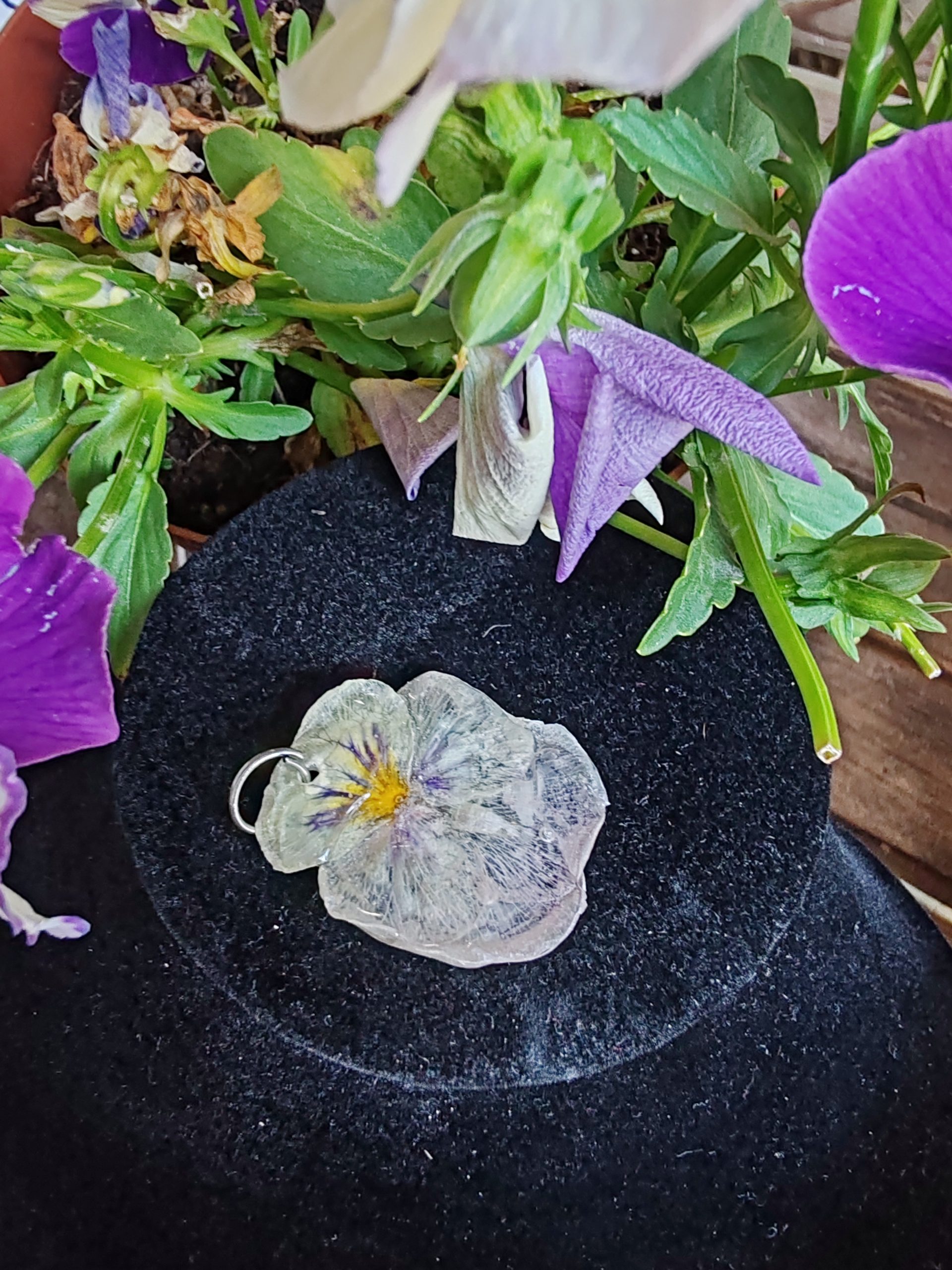 Pendentif de Pensée jaune transparente – Image 3